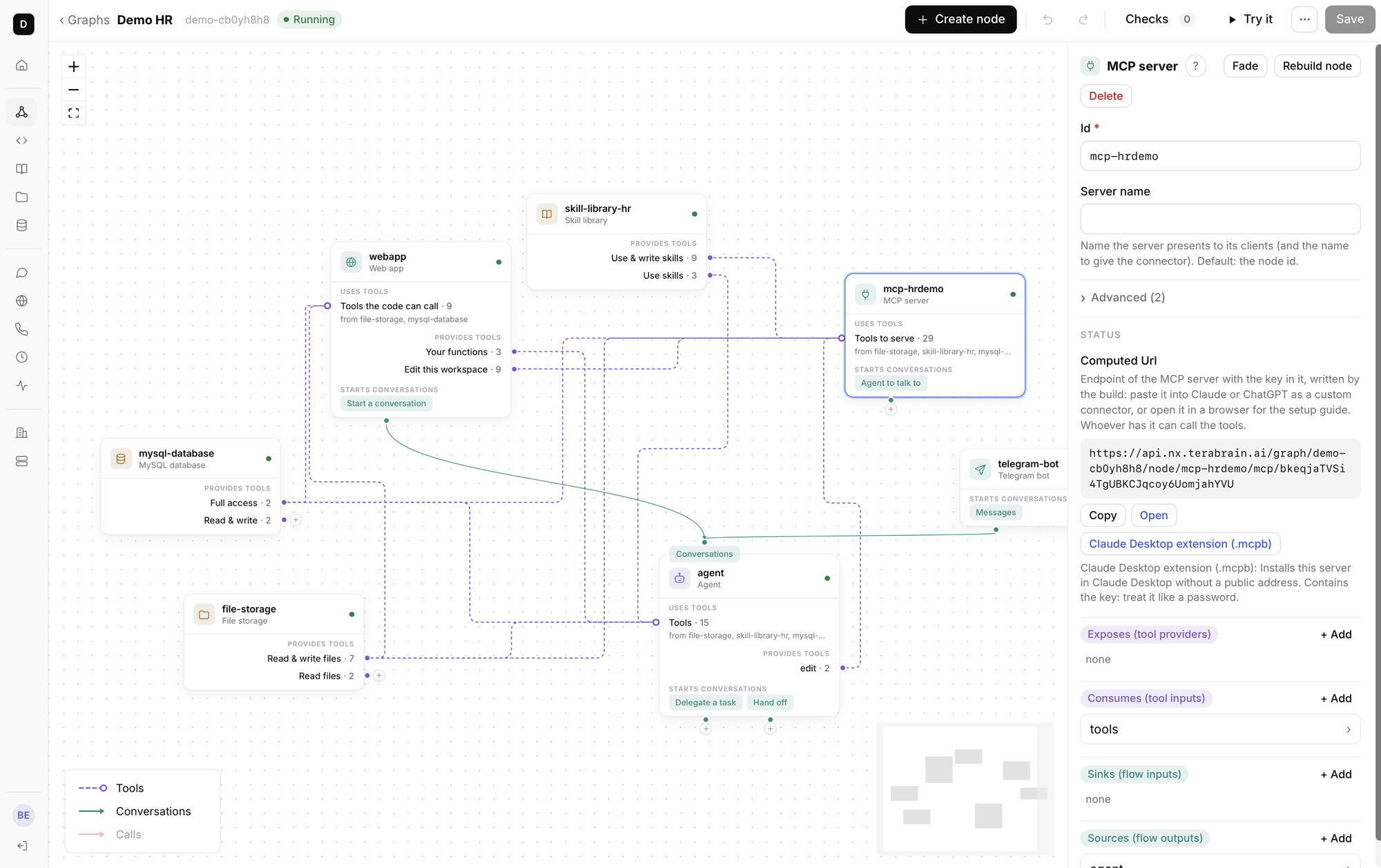 Editor visuale di un graph TB NX